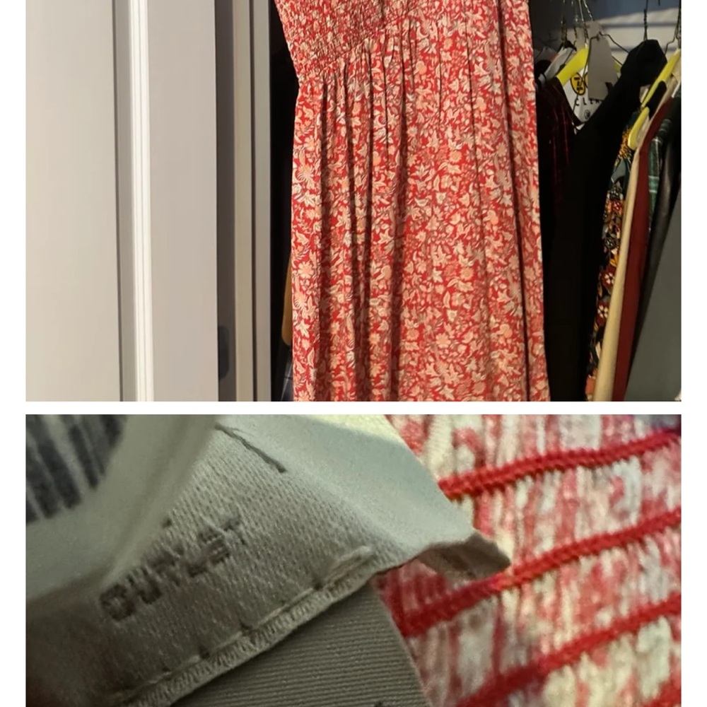 LOFT Red and White Midi Dress